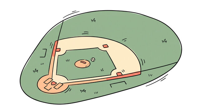 Baseball Stadium Doodle Illustration for Sports Events and Game Day Graphics
