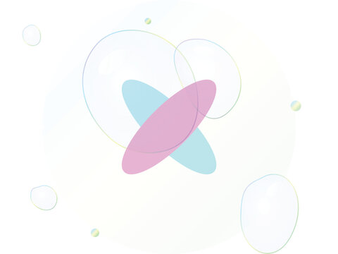 A clean and modern abstract illustration featuring soft pastel blue and pink overlapping ellipses against a minimal white background.
