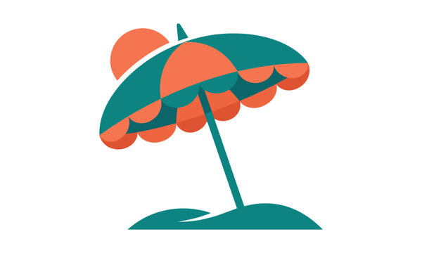 Sun and beach umbrella flat vector illustration for summer concept design.