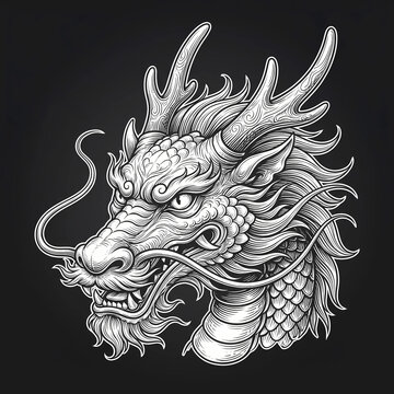 Detailed Dragon Head Drawing.