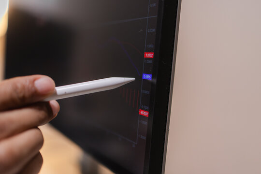 Professional trader analyzing stock market charts on laptop, tablet, and monitor while reviewing candlestick patterns, technical indicators, and market trends to support informed investment decisions.