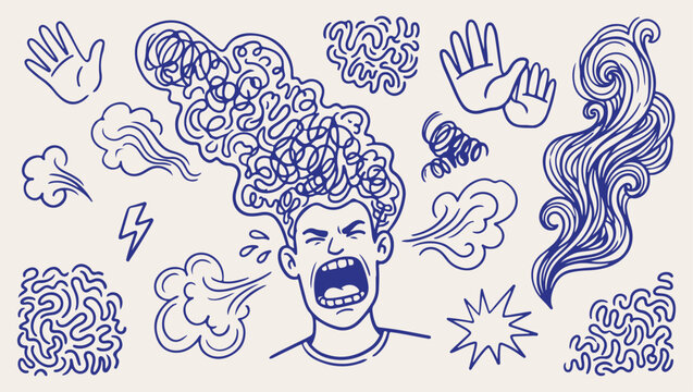 screaming anger pattern, hand drawn rage, intense emotion background, vintage fury doodle, line art psychology, cute crazy vector, elegant frustration pattern, sketchy madness design
screaming, anger,