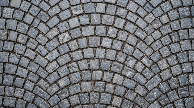 European Style Fan Shaped Cobblestone Street Pavement Texture