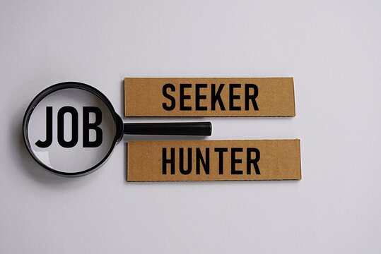 JOB SEEKER JOB HUNTER. Job concept. Search for a job that fulfills life goals. High-paying jobs, promotion opportunities