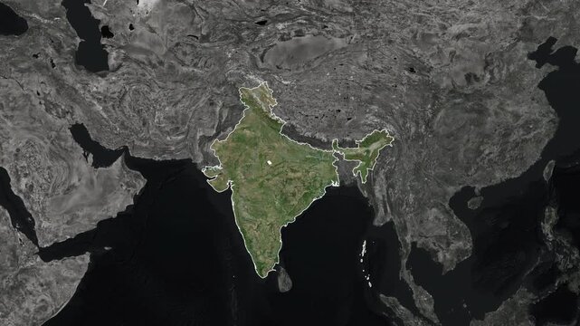 Cinematic map animation showing lines from India connecting with countries worldwide, symbolizing trade, immigration, diplomacy, travel, migration, global connections, and international relations
