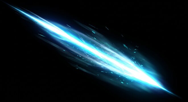 Glowing Diagonal Speed Slash Motion Light Trail Effect on Black