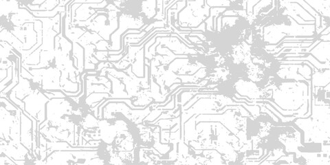 Obraz premium Abstract digital circuit board pattern with grunge texture in monochrome for technology concepts