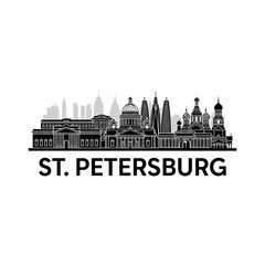 Fototapeta premium Saint Petersburg Cityscape Silhouette Vector Illustration