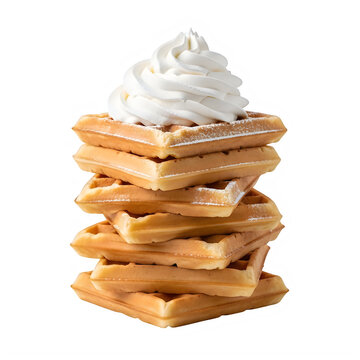 Stacked belgian waffles with whipped cream a decadent breakfast treat for food photography and menu design