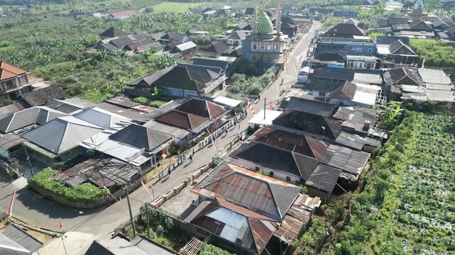 Drone Video Footage of Indonesian Rural Village and Rural Landscape in the Mountain side or Hill side of Bromo Mountains Pasuruan Jawa Timur