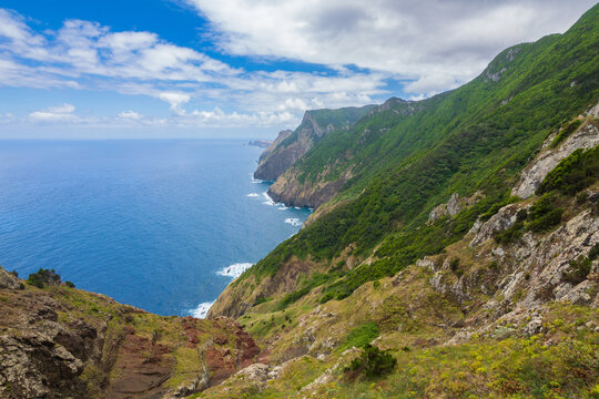 Mountainous coast in the north of Madeira, Portugal