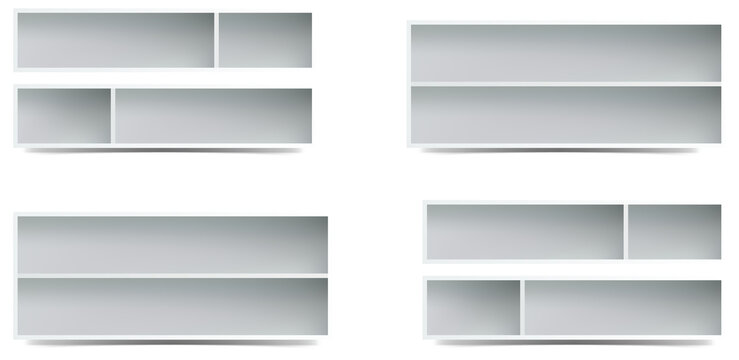 White empty rectangles on transparent background for infographics