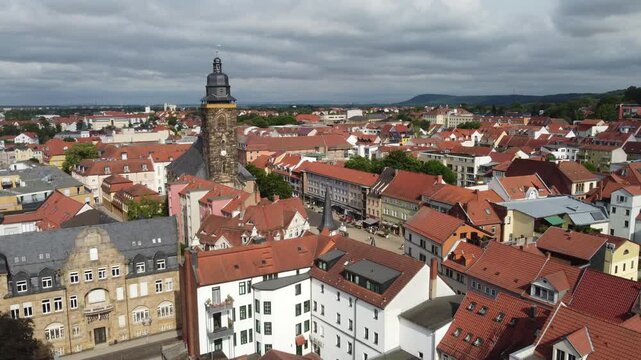 Aerial View of the City of Gotha in Thuringia, Germany 4k