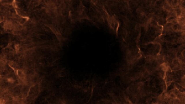Abstract golden smoke plumes swirling in a dark void with dark background continuous clouds moving against video swirling particles ethereal
