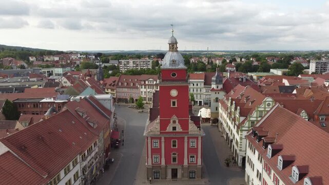 Aerial View of Gotha Town Hall in Thuringia, Germany 4k