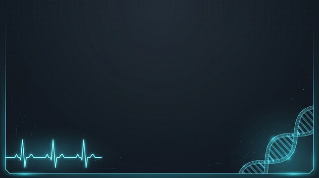 Minimalist Futuristic Telemedicine Background with Glowing Health Pulse Wireframe and Wide Copy Space