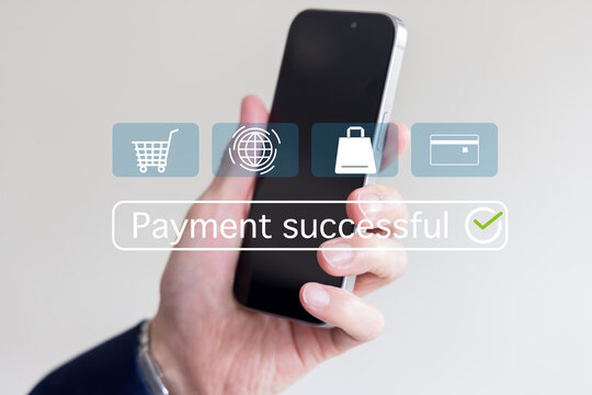 スマートフォンでオンライン決済が完了したキャッシュレス決済イメージ
