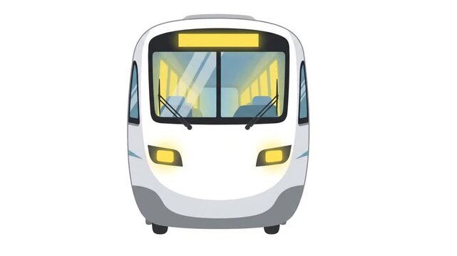 Modern white commuter train front view illustration