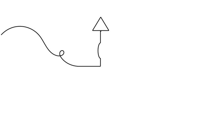 Animated computer mouse scroll up arrow icon sign continuous one line drawing moving on white background minimalist click and cursor navigation symbol animation video