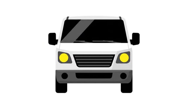 White commercial delivery van front view illustration