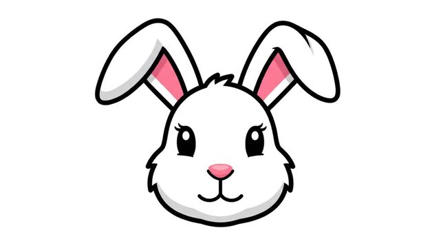 Cute white rabbit head cartoon vector illustration.