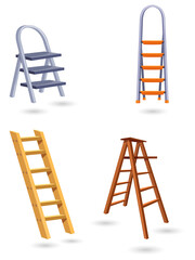 Four colorful ladders on transparent background for design © Sneha