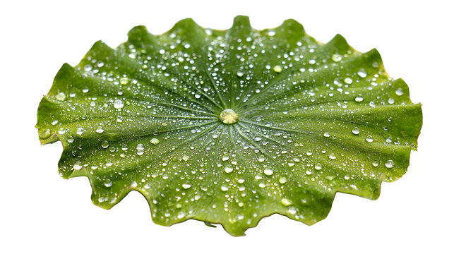 Water droplets on a green lotus leaf
