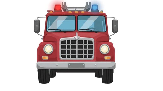 Front view of classic red fire truck illustration