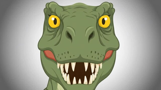 Cartoon Tyrannosaurus Rex looking forward with yellow eyes
