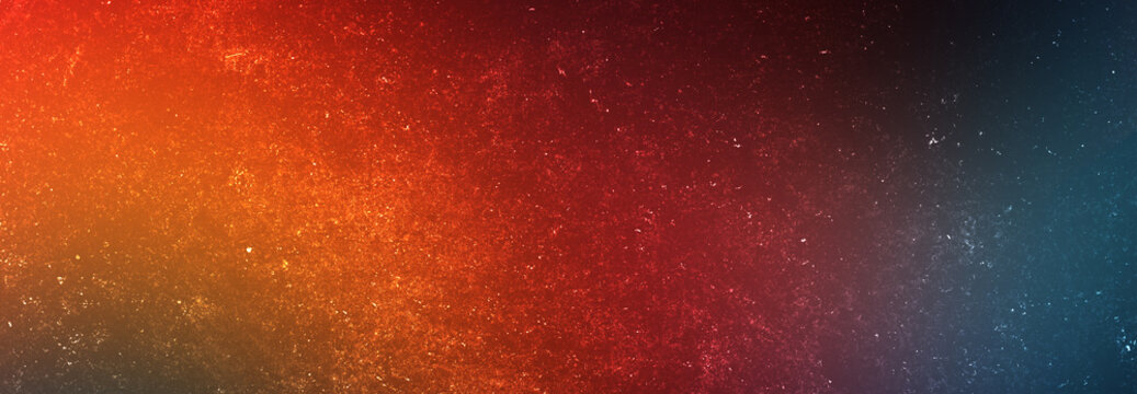 Abstract fiery red texture featuring grainy particles with blue light flare for professional digital background design.