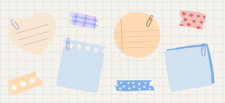 flat design cute sticky notes illustration