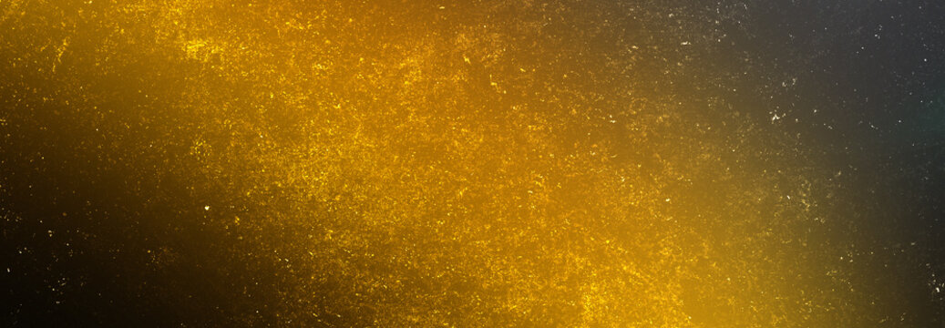 Golden yellow grunge textured backdrop with warm light leaks and vintage film dust effects for elegant celebration art.