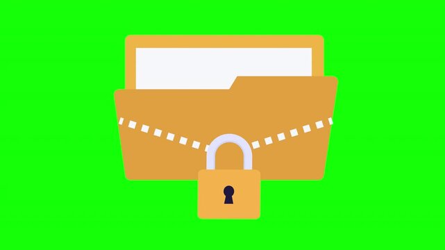 Secure folder with padlock for confidential document storage and information protection