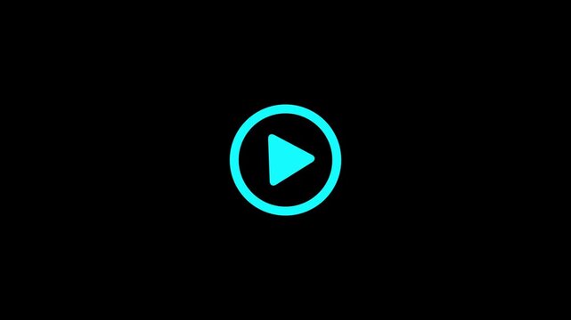 Play button icon animation on circle. Video play button icon concept