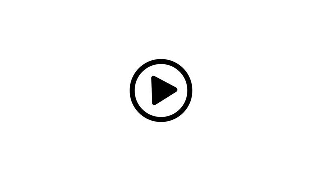 Play button icon animation on circle. Video play button icon concept