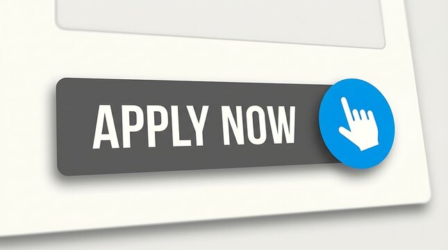 Hand pressing apply now button on digital job application form online