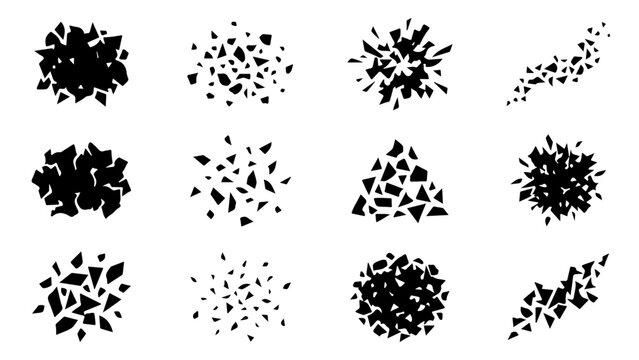 Minimalist black-and-white dot clusters form cohesive abstract textures with varying densities on a plain background.