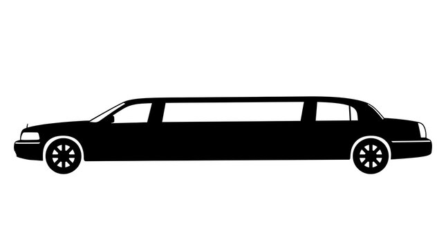 Black limousine car silhouette profile vector illustration