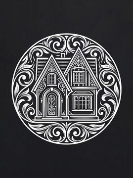 Ornate houses circular frame.
