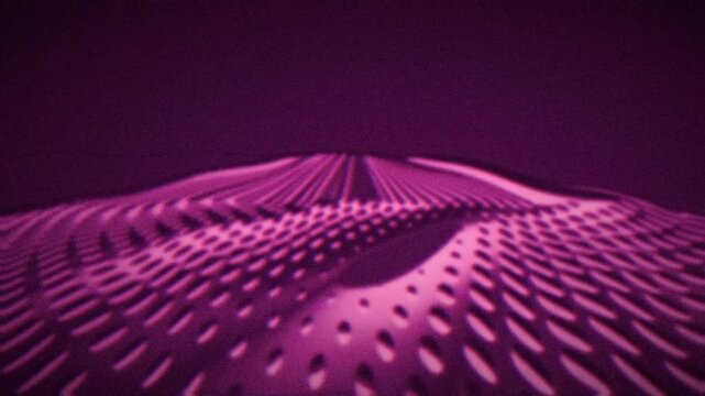 Seamless loop animation: dark cinematic grain with pink rose silky interference waves and smoke on the horizon, suited to motion background, titles, VJ set, and screensaver.