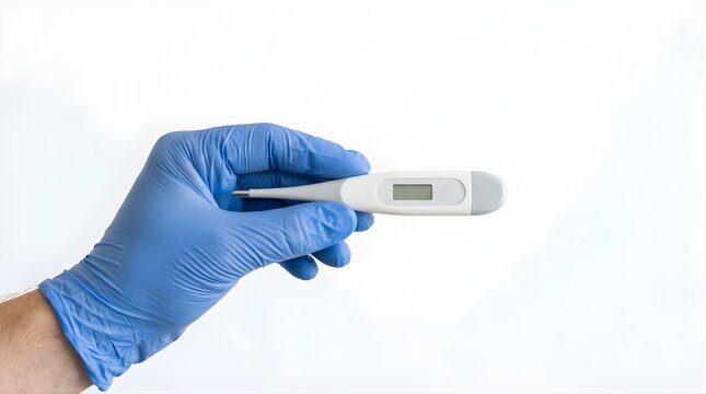 Medical professional holding a digital thermometer for health checkup
