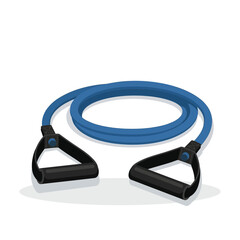 Fototapeta premium Blue resistance band with ergonomic handles for strength training and full body home fitness workout routine equipment icon