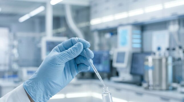 Biologic Innovation: Biopharmaceutical scientist developing monoclonal antibody therapies in a sterile laboratory 