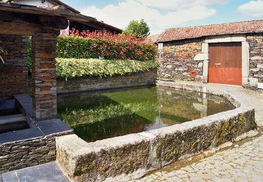 Traditional stone-washed house in the rural village of Quintadona. Portugal - Norte