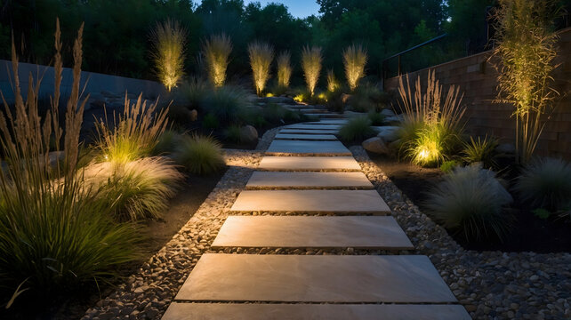 Luxury backyard landscape garden lighting design