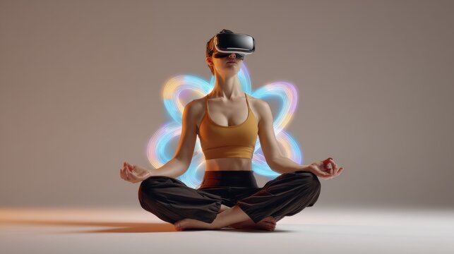 Meditative relaxation with virtual reality technology and abstract light effects