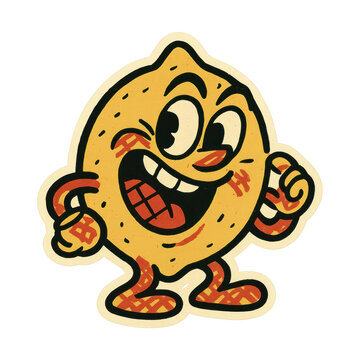 PNG Playful cartoon lemon character design.