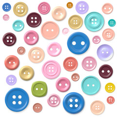 Fototapeta premium Glossy 3D sewing button element set vector illustration