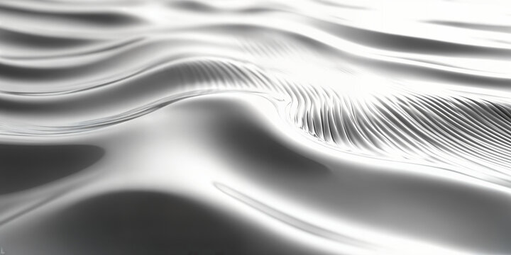 Abstract liquid metal texture, shiny chrome wave pattern, futuristic liquid background, silver smooth surface design, glossy mono reflective pattern