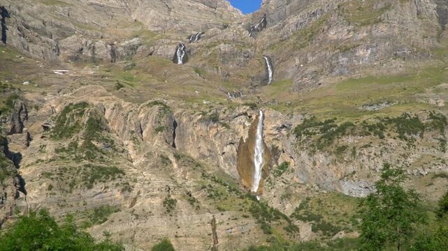 Slow motion, a cascade on the river in Pyrenees